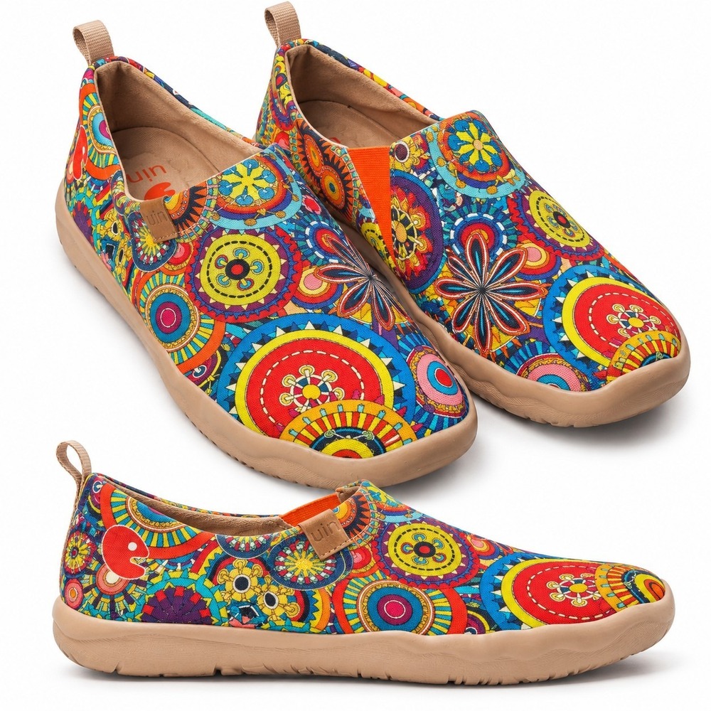 UIN Blossom Toledo Canvas Slip-On Loafer Women Sz 9 Multicolor Floral Art Boho